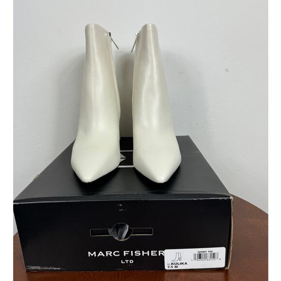 New Marc Fisher LTD Kulika Pointed Toe Bootie in Ivory Leather Women's Size 7.5 - Picture 3 of 9